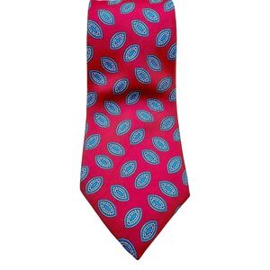 Christian Dior Silk Paisley Tie Red Blue Mens Necktie 60" Classic Woven USA Made